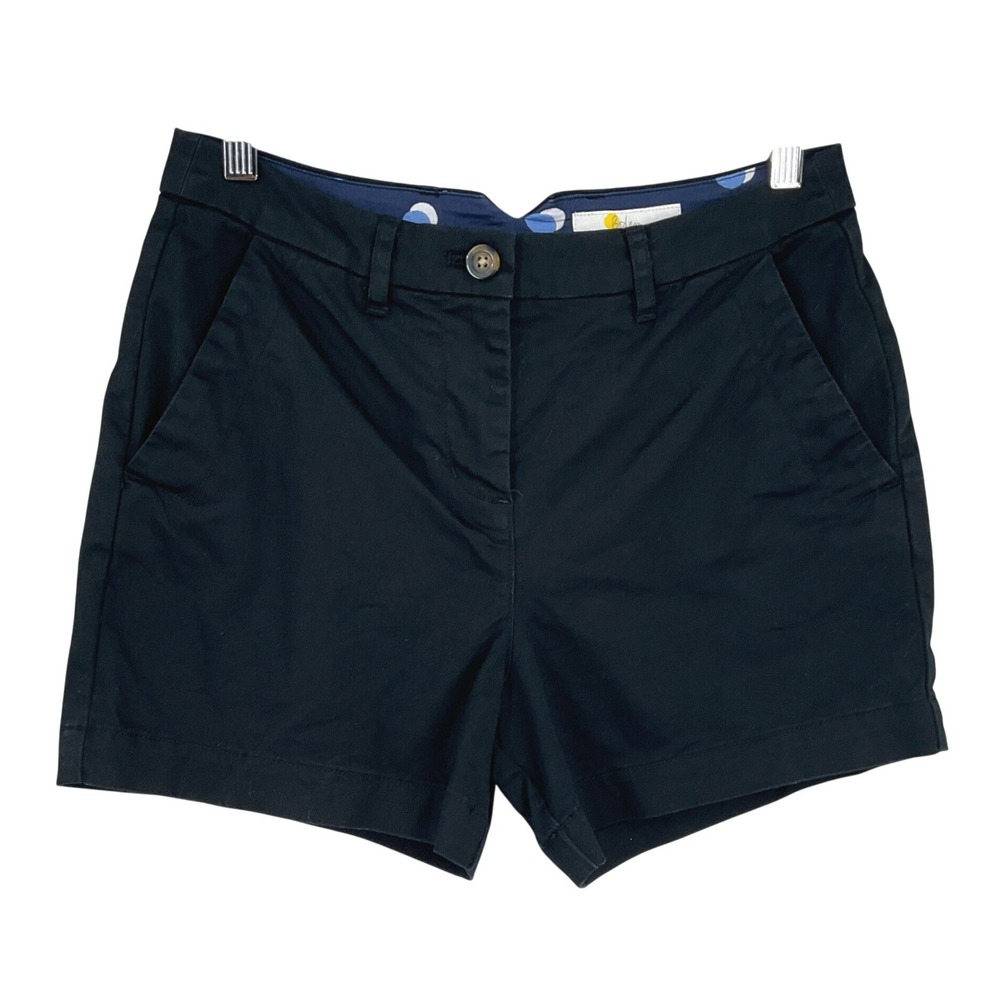 Boden Chino Shorts Women Size 4 Black Cotton Stretch Classic Mid Rise Preppy